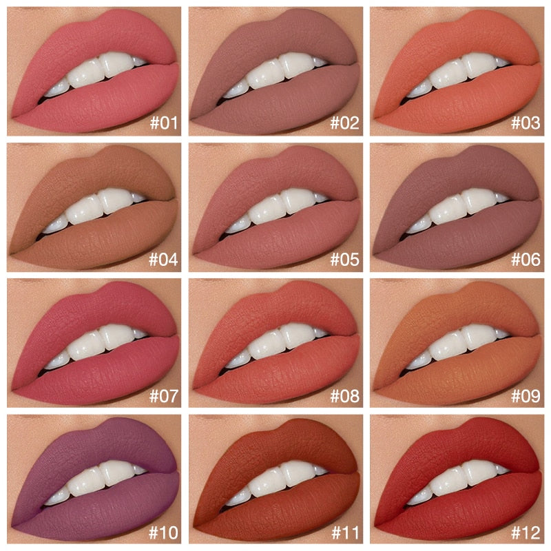 Batom Líquido Matte Lip Gloss À Prova D' Água O.TWO.O - 12 Cores