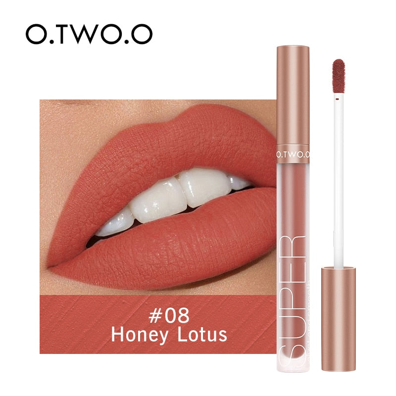 Batom Líquido Matte Lip Gloss À Prova D' Água O.TWO.O - 12 Cores