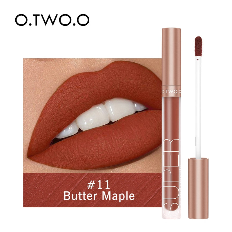 Batom Líquido Matte Lip Gloss À Prova D' Água O.TWO.O - 12 Cores